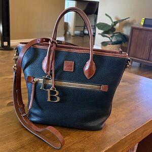 Dooney & Bourke Black and Tan Leather Handbag